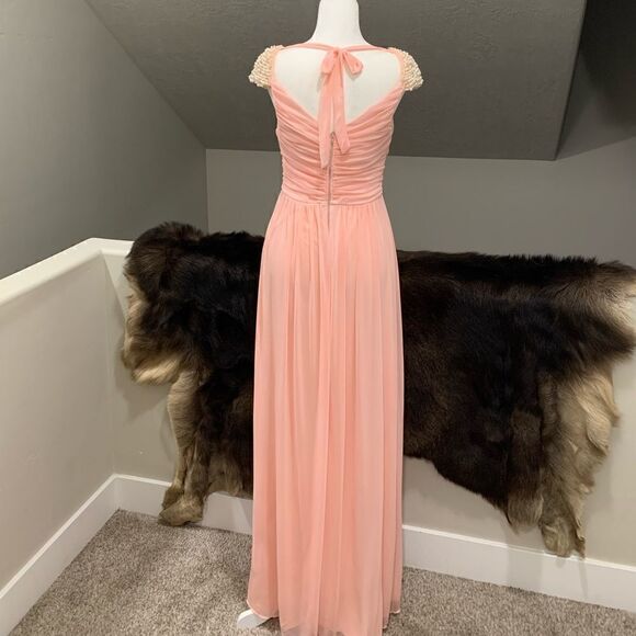 Lovely Twist Fold, Beaded Cap Sleeve & Pleated Tulle Party Dress - Picture 8 of 11